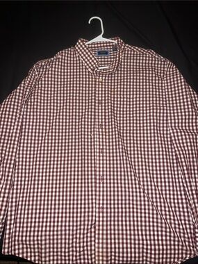 Men's Check Button-Down Arrow USA Shirt in Burgundy and White